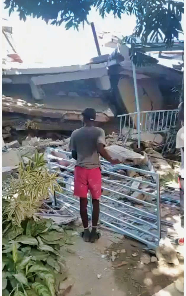 Surveying damage in Haiti